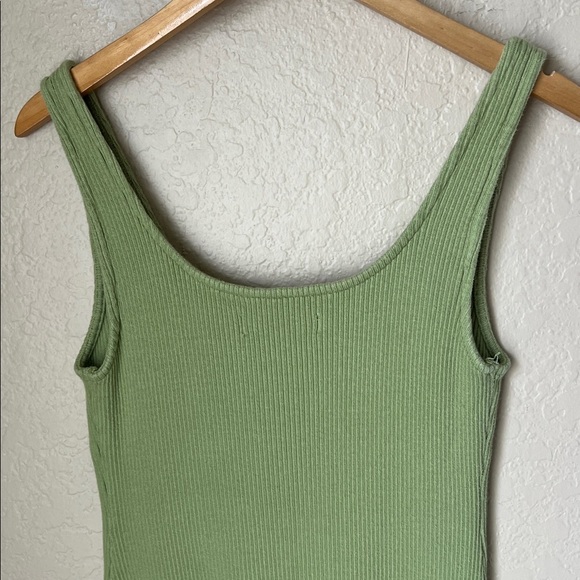 Free people beach green ribbed midi bodycon dress - Picture 8 of 10
